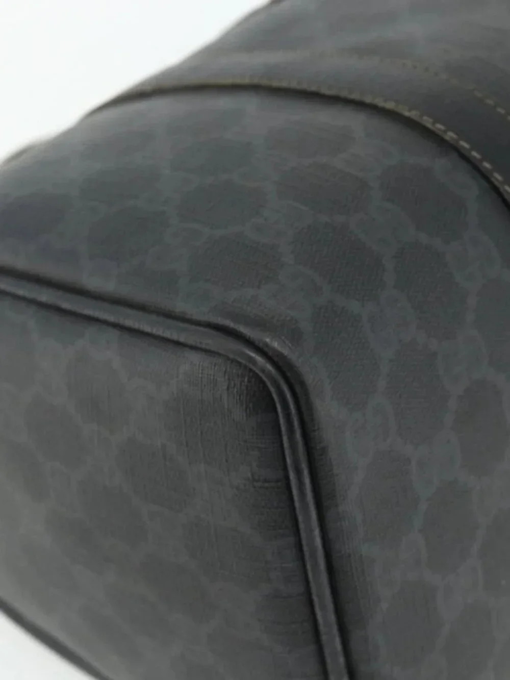 GUCCI GG Supreme Web Sherry Line Hand Bag PVC Black Gold 40 02 007 Auth